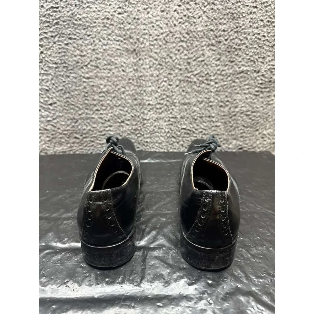 Gixus Italian Leather Lace-Up‎ Wingtip Oxford Dress Shoes Black Mens Size 42 EU